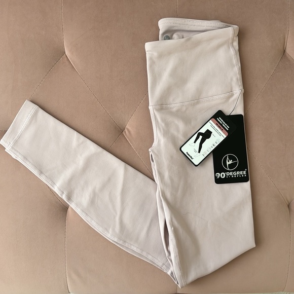 90 Degree By Reflex High Waist Power Flex Tummy Control Leggings-Pearled Rose XS - Picture 3 of 10